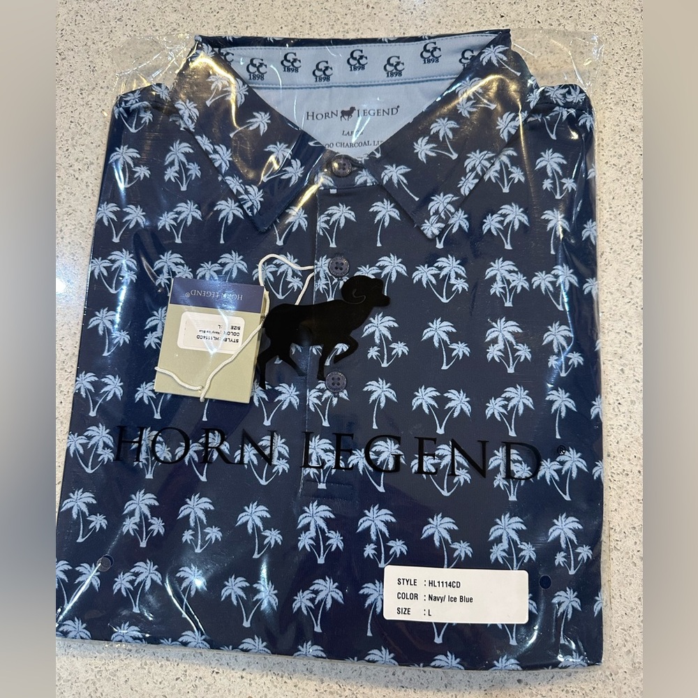 Horn Legend Men’s Blue Palm Tree Polo